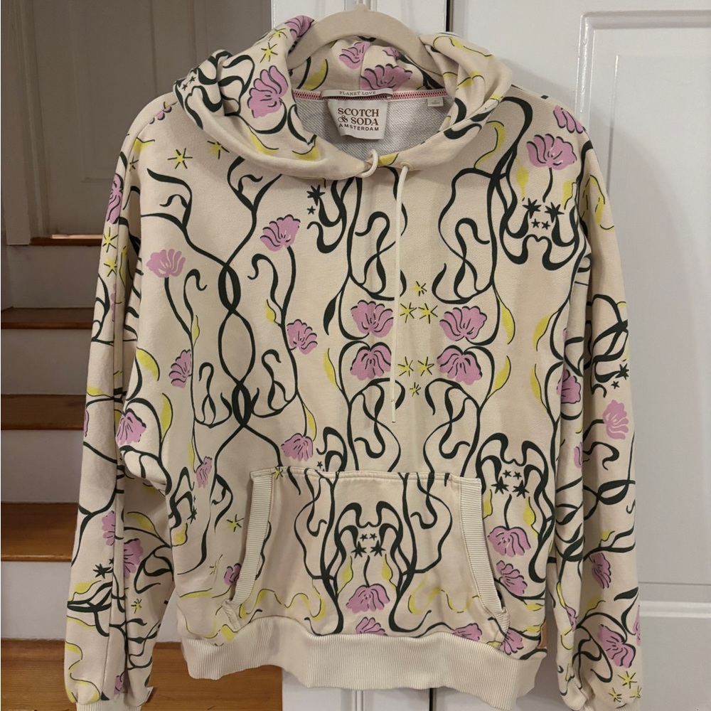 Scotch and Soda oversized printed Hoodie Abstract Floral Planet Love Size Small - Picture 4 of 6